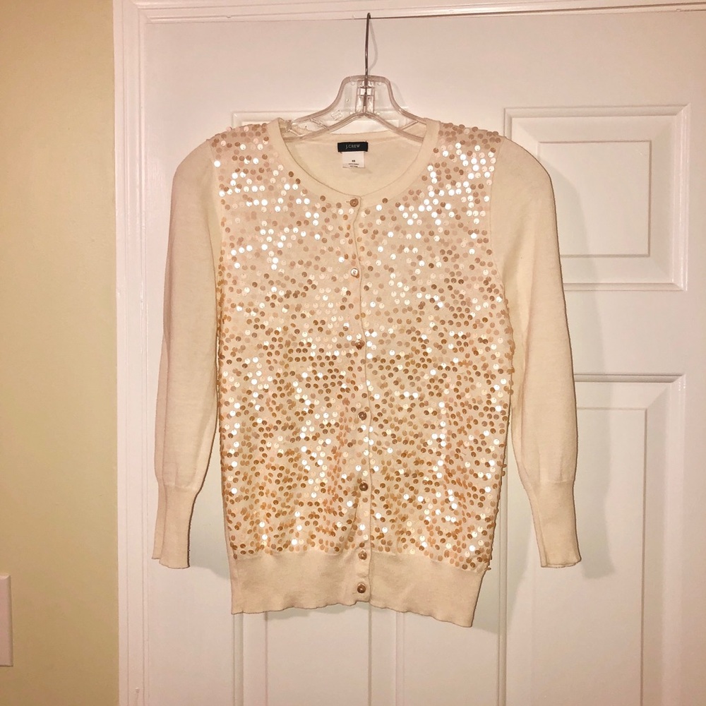 J. CREW Sequined Ivory Cardigan - LIKE NEW